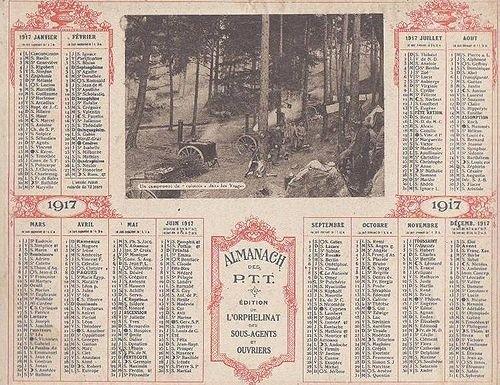 Annee 1917 calendrier
