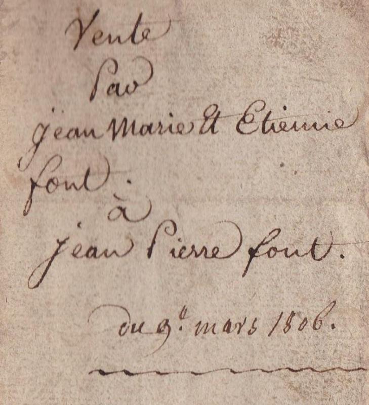 Extrait 2 ter licitation 9 mars 1806 consorts font jean pierre sosa 80 et ses freres etienne et jean marie pour transfert vers mon site