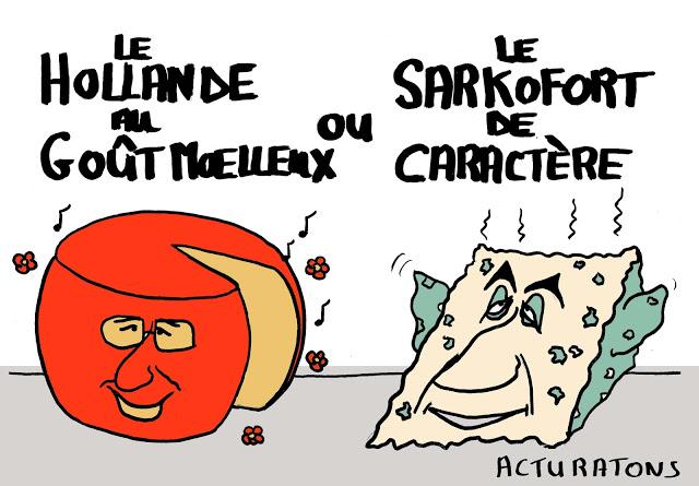 Fromages caricature hollande et sarkozy acturatons 2012 aupaysdesfromagesquipuent copie